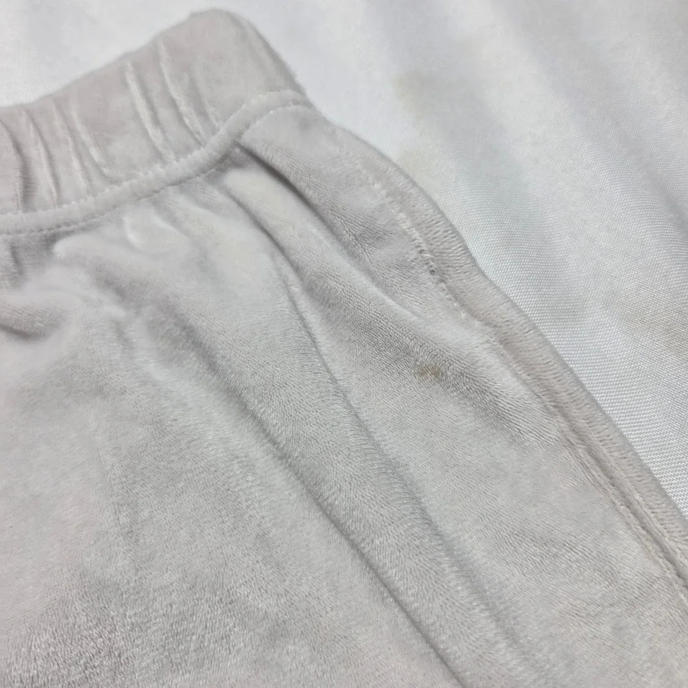 Juicy Couture Velour Sleep Shorts White Bedazzled Y2K Rhinestone Logo Womens L
